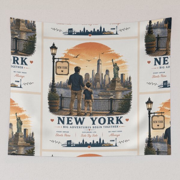 Aperçu de l'œuvre New York Father Son Duo Big Adventures Begin Togethe créée et vendue par BagFactoryUK.