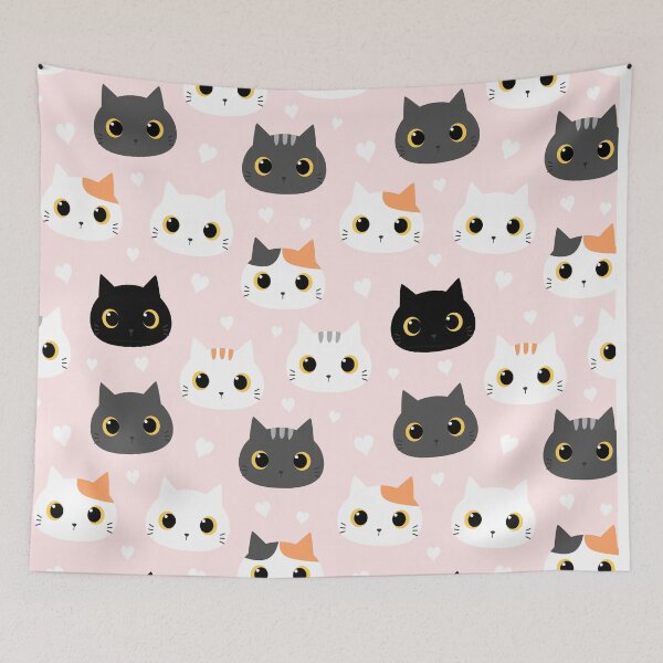 Item preview, Black, White and Grey Cats on Pink designed and sold by TeeGeeTees.
