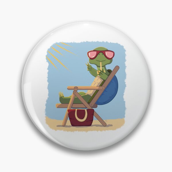 Item preview, Cartoon Tortoise with Sunglasses Relaxing on Beach Chair with Drink designed and sold by ChantellaGF.