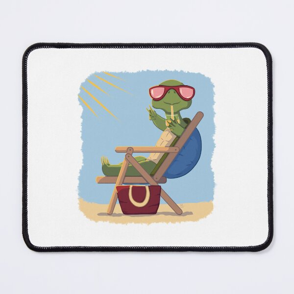 Item preview, Cartoon Tortoise with Sunglasses Relaxing on Beach Chair with Drink designed and sold by ChantellaGF.