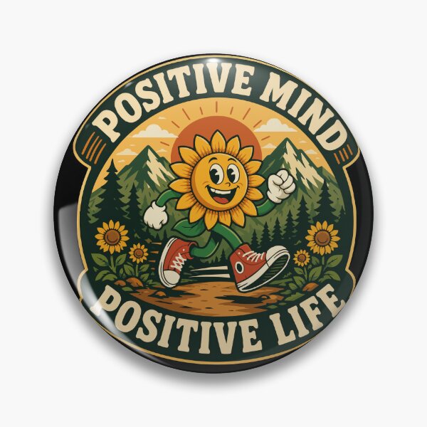 Item preview, Positive Mind Positive Life Happy Sunflower Running Through Mountain Nature with Vintage Retro Outdoor Inspirational Artwork designed and sold by Huddy-clothes.