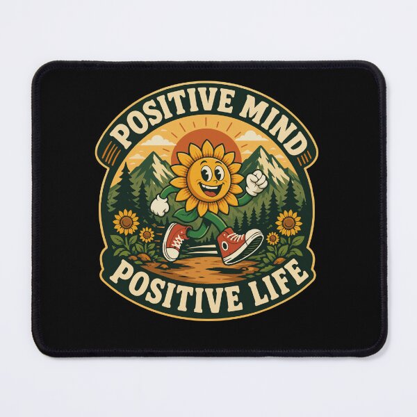 Item preview, Positive Mind Positive Life Happy Sunflower Running Through Mountain Nature with Vintage Retro Outdoor Inspirational Artwork designed and sold by Huddy-clothes.