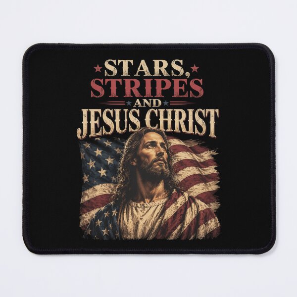 Item preview, 4th of July Stars Stripes and Jesus Christ American Flag designed and sold by OlakunleOloroz.