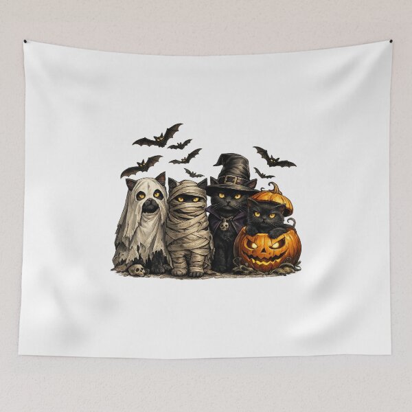 Item preview, Cute Black Cat Halloween Costume Squad | Ghost Witch Pumpkin Funny Cat Shirt designed and sold by HectorStore11.