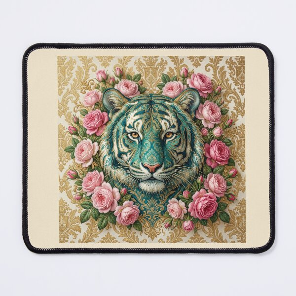 Item preview, Teal Tiger, Roses & Damask designed and sold by DesignsByPrnces.