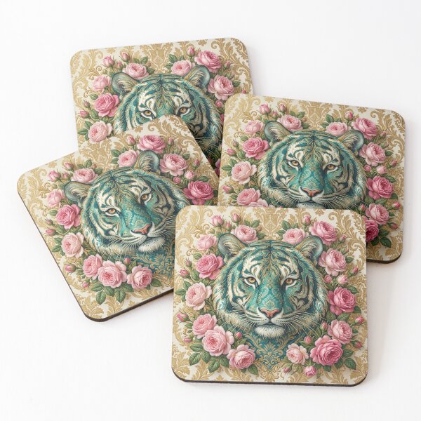 Item preview, Teal Tiger, Roses & Damask designed and sold by DesignsByPrnces.