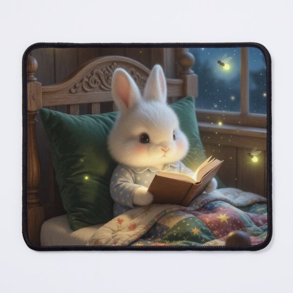 Item preview, Cute Bunny Reading Bedtime Story with Fireflies designed and sold by lovelistivkaa.