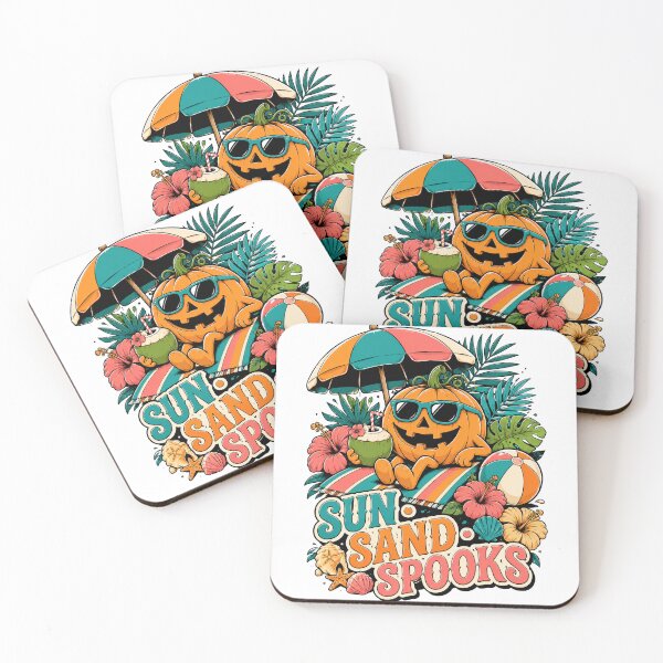 Item preview, Sun Sand And Spooks Funny Beach Pumpkin Summerween Halloween Vector designed and sold by wizooo411.