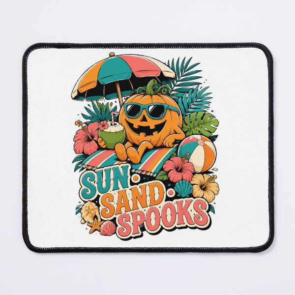 Item preview, Sun Sand And Spooks Funny Beach Pumpkin Summerween Halloween Vector designed and sold by wizooo411.