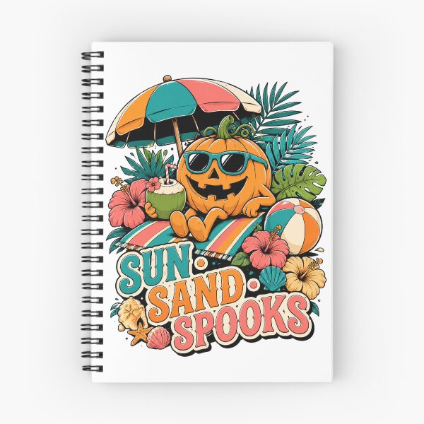 Item preview, Sun Sand And Spooks Funny Beach Pumpkin Summerween Halloween Vector designed and sold by wizooo411.