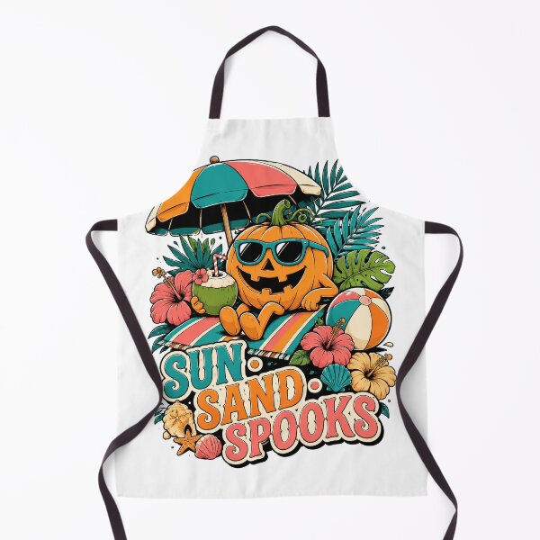 Item preview, Sun Sand And Spooks Funny Beach Pumpkin Summerween Halloween Vector designed and sold by wizooo411.