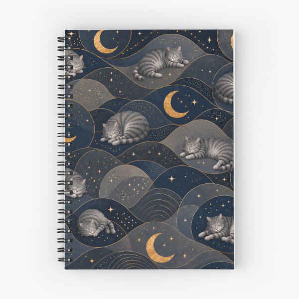 Item preview, Sleeping Gray Tabby Cat Moonlit Waves Pattern designed and sold by Mindworx21.