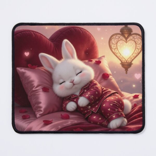 Item preview, Cute Sleeping Bunny Rabbit in Heart Bed with Glowing Hearts designed and sold by lovelistivkaa.