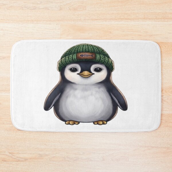 Item preview, Cute Baby Penguin Wearing Green Knit Beanie Hat designed and sold by Northern Glow Art.