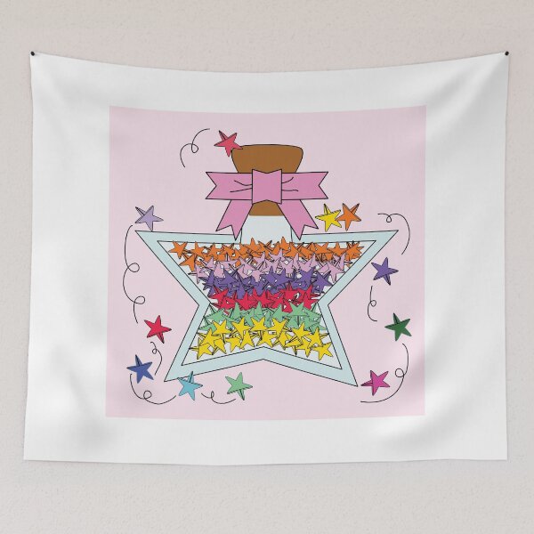 Item preview, Cute Star Shaped Gift Box with Colorful Paper Stars and Pink Ribbon Illustration designed and sold by ChaReePat.