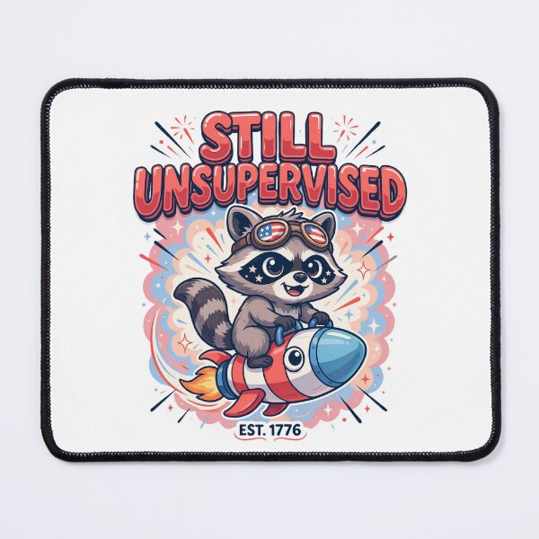 Item preview, Still Unsupervised Cute Kawaii Raccoon Rocket Patriotic Tee v1 designed and sold by DarylWelsh2024.