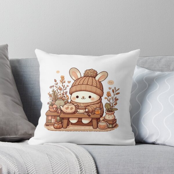 Item preview, Cozy Woodland Rabbit Making Herbal Tea | Cute Cottagecore Bunny Illustration designed and sold by vigzhifushions.