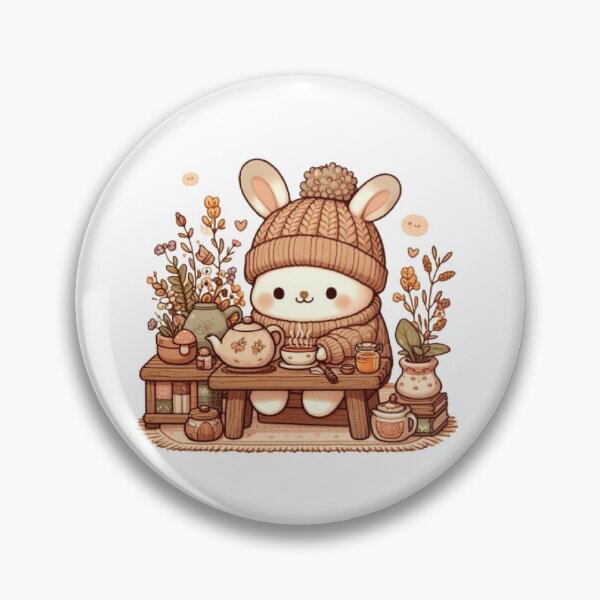 Item preview, Cozy Woodland Rabbit Making Herbal Tea | Cute Cottagecore Bunny Illustration designed and sold by vigzhifushions.