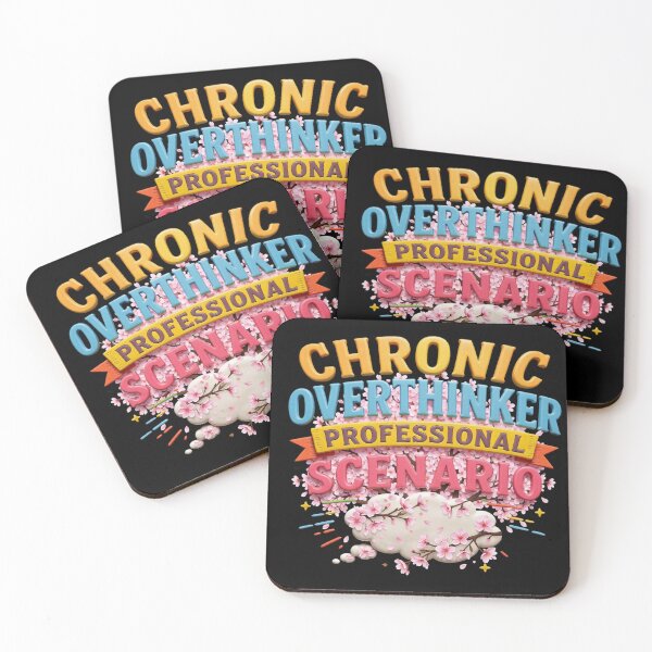Aperçu de l'œuvre Chronic Overthinker, fleurs de cerisier, design typographique coloré créée et vendue par SmashingDeals.