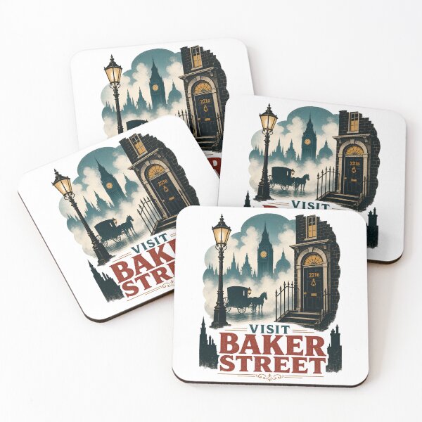 Item preview, Visit Baker Street Sherlock Holmes London Travel Poster Art designed and sold by Fenay Designs.