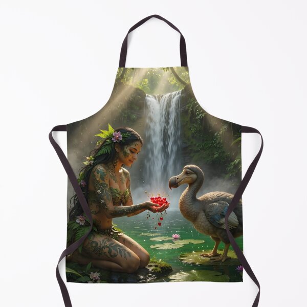 Item preview, Enchanted Jungle Girl Feeding Dodo Bird | Fantasy Tropical Paradise designed and sold by DreamyWallVibes.