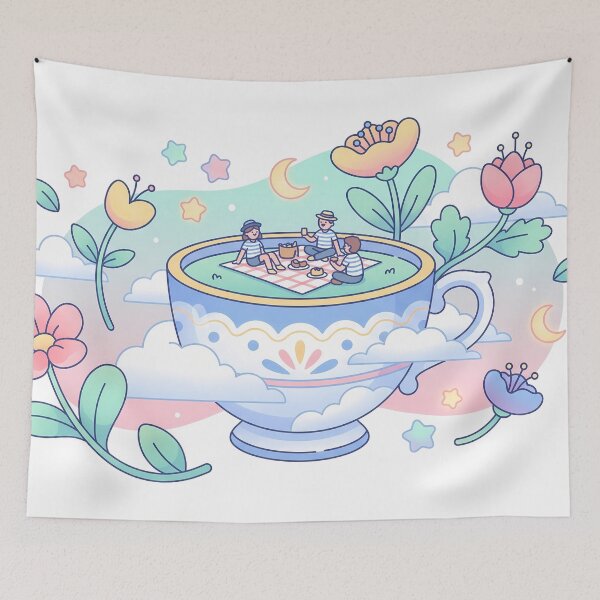 Item preview, Flowers Cute Kawaii Tea Time Dreamland Picnic Art designed and sold by ART ATTACK ZONE.