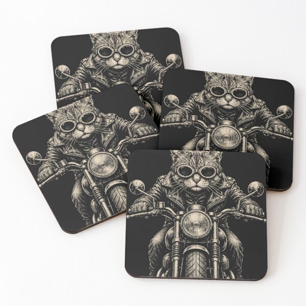 Item preview, Funny Cat Riding Classic Motorcycle Men Women Boy Biker designed and sold by will freed18.