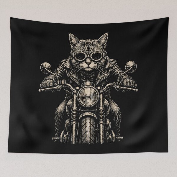 Item preview, Funny Cat Riding Classic Motorcycle Men Women Boy Biker designed and sold by will freed18.