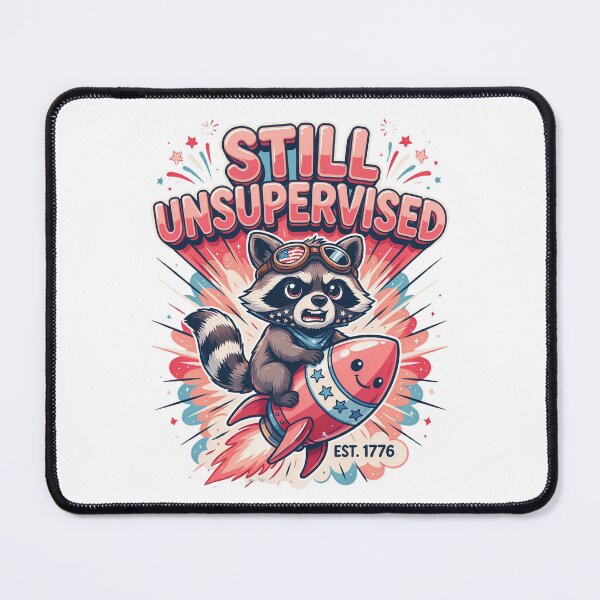 Item preview, Still Unsupervised Cute Kawaii Raccoon Rocket Patriotic Tee v2 designed and sold by DarylWelsh2024.