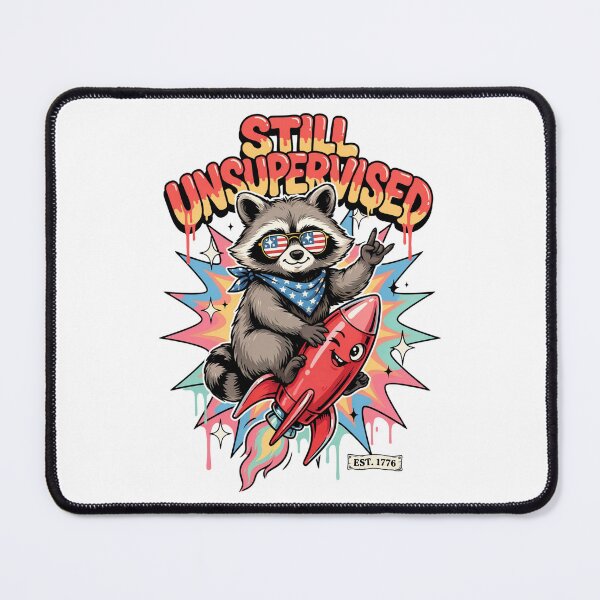 Item preview, Still Unsupervised Cute Kawaii Raccoon Rocket Patriotic Tee v3 designed and sold by DarylWelsh2024.