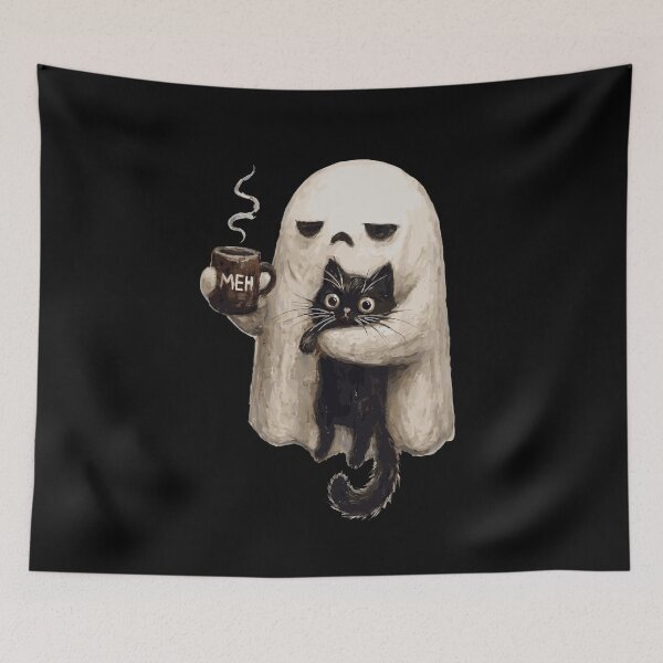 Item preview, Ghost Cat Spooky Black Cat Funny Halloween Coffee Lover designed and sold by mareix.