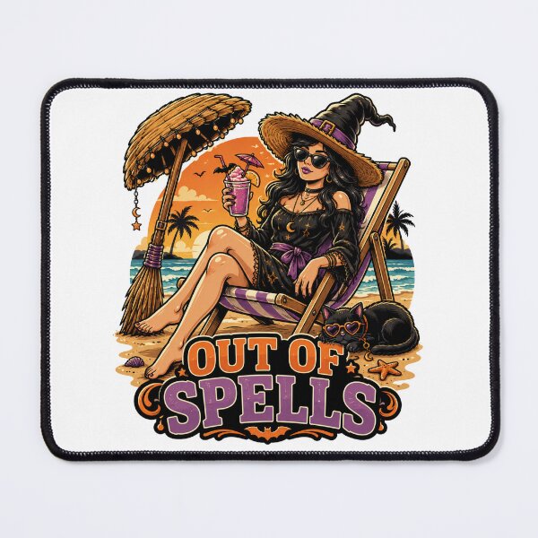 Item preview, Out Of Spells Funny Beach Witch Summerween Halloween Vector designed and sold by wizooo411.