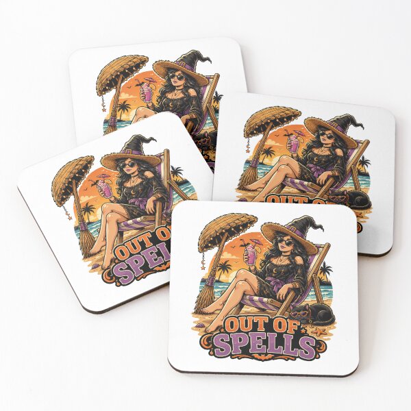 Item preview, Out Of Spells Funny Beach Witch Summerween Halloween Vector designed and sold by wizooo411.