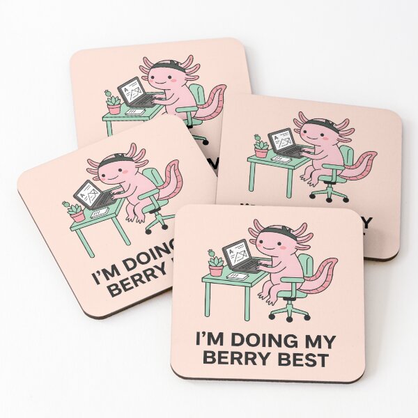 Item preview, Axolotl I’m Doing My Berry Best Funny Kawaii Desk designed and sold by dreephic22.