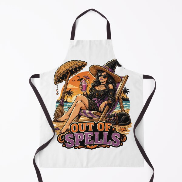 Item preview, Out Of Spells Funny Beach Witch Summerween Halloween Vector designed and sold by wizooo411.