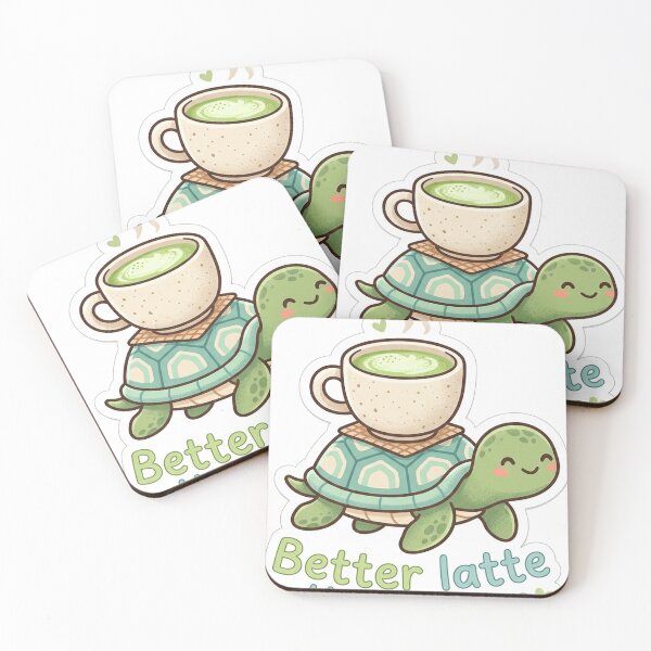 Item preview, Cute Turtle Coffee Sticker - Better Latte Than Never Decal designed and sold by Matcha & Midnight.