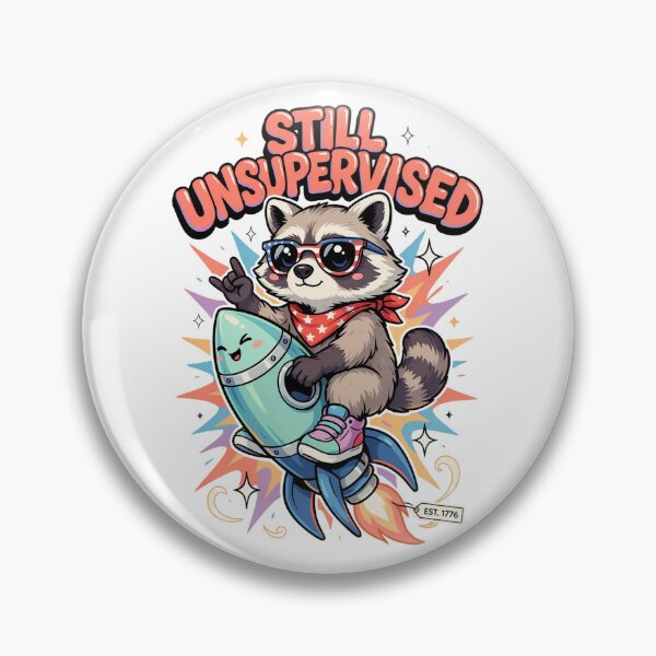Item preview, Still Unsupervised Cute Kawaii Raccoon Rocket Patriotic Tee v4 designed and sold by DarylWelsh2024.