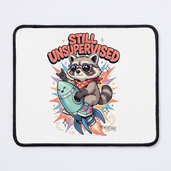 Item preview, Still Unsupervised Cute Kawaii Raccoon Rocket Patriotic Tee v4 designed and sold by DarylWelsh2024.
