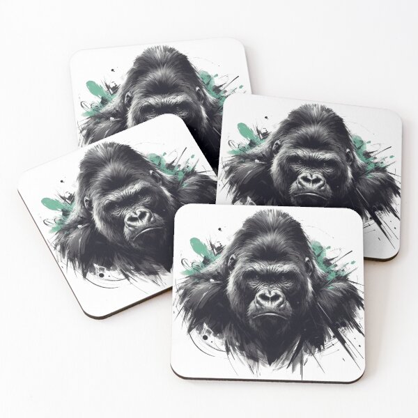 Item preview, Silverback Gorilla Art Print, Black White Gorilla Illustration, Modern Wildlife Wall Decor designed and sold by gkhanco.