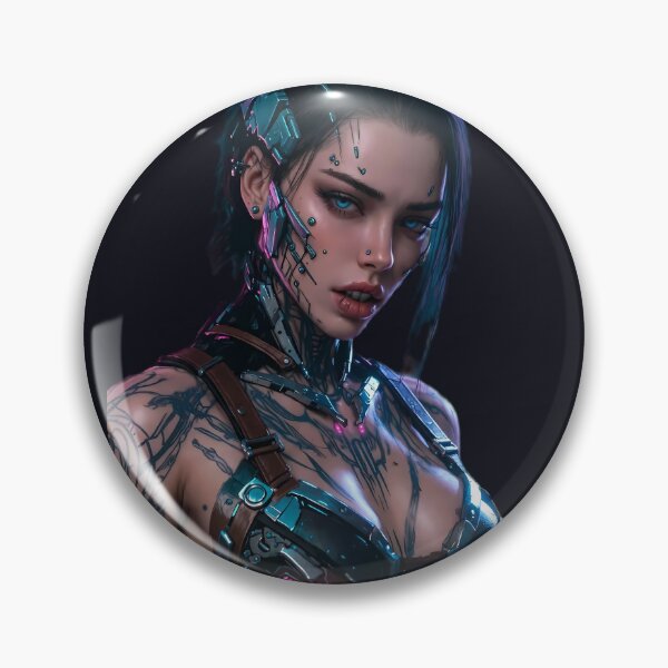 Item preview, Cyberpunk Cyborg Siren – Glowing Blue Eyes & Chrome Implants designed and sold by RadaQueen.