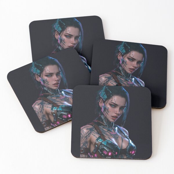 Item preview, Cyberpunk Cyborg Siren – Glowing Blue Eyes & Chrome Implants designed and sold by RadaQueen.