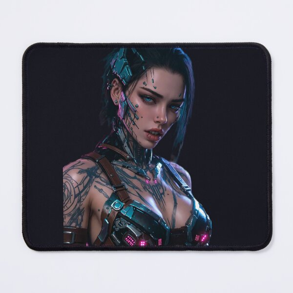 Item preview, Cyberpunk Cyborg Siren – Glowing Blue Eyes & Chrome Implants designed and sold by RadaQueen.