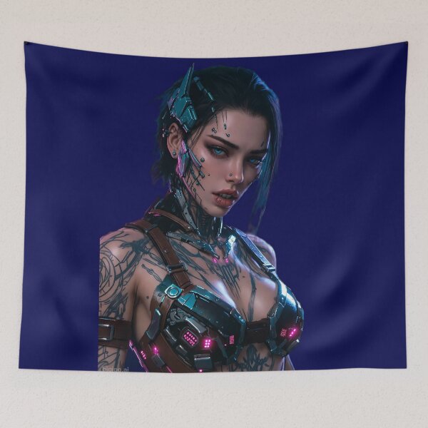 Item preview, Cyberpunk Cyborg Siren – Glowing Blue Eyes & Chrome Implants designed and sold by RadaQueen.