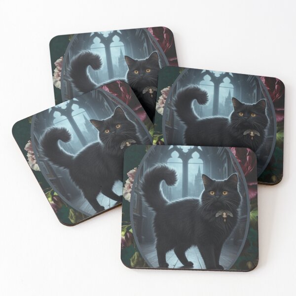 Item preview, Victorian Gothic Black Cat Floral Art Iris of Crimsbury designed and sold by FogandFinch.