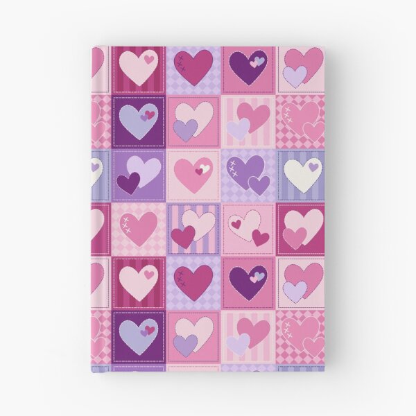 Item preview, Pieces of My Heart – Retro Patchwork Hearts in Pink and Purple designed and sold by melanie4816.