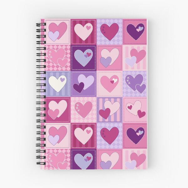 Item preview, Pieces of My Heart – Retro Patchwork Hearts in Pink and Purple designed and sold by melanie4816.