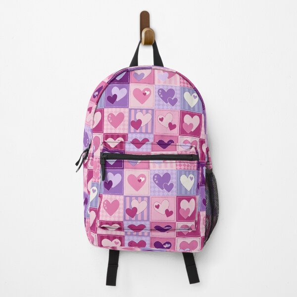 Item preview, Pieces of My Heart – Retro Patchwork Hearts in Pink and Purple designed and sold by melanie4816.