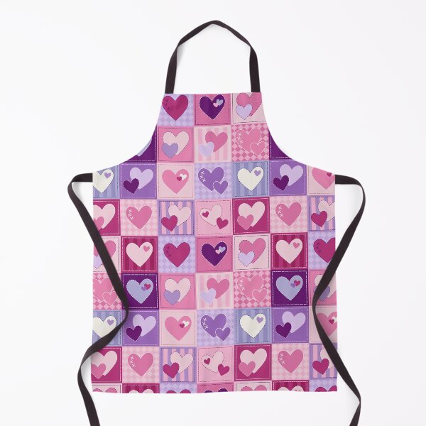 Item preview, Pieces of My Heart – Retro Patchwork Hearts in Pink and Purple designed and sold by melanie4816.