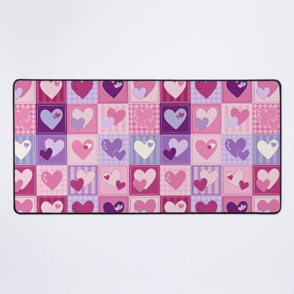 Item preview, Pieces of My Heart – Retro Patchwork Hearts in Pink and Purple designed and sold by melanie4816.