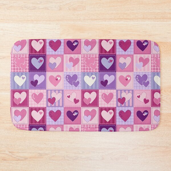 Item preview, Pieces of My Heart – Retro Patchwork Hearts in Pink and Purple designed and sold by melanie4816.